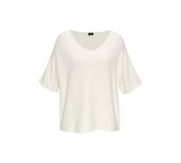 Kurzarmpullover VIVANCE, Damen, Gr. 40/42, weiß (creme), Strick, Obermaterial: 52% Viskose, 25% Polyester, 23% Polyamid, unifarben, figurumspielend hüftlang, V-Ausschnitt, Rollsaum, Pullover, in locke