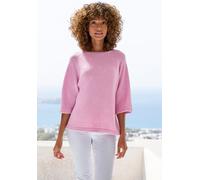 Kurzarmpullover VIVANCE "mit weiten Ärmeln", Damen, Gr. 32/34, rosa (rosé), Strick, Obermaterial: 74% Polyacryl, 24% Polyamid, 2% Elasthan, unifarben, figurumspielend hüftlang, Rundhals, Raglanärmel,