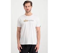 Kurzarmshirt ALPHA INDUSTRIES "Alpha Label T", Herren, Gr. M, weiß, Single Jersey, Obermaterial: 100% Baumwolle, bedruckt, regular fit normal, Rundhals, Shirts (65725342-M) weiß