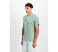 Kurzarmshirt ALPHA INDUSTRIES "Alpha Label T", Herren, Gr. S, grün (frost grün), Single Jersey, Obermaterial: 100% Baumwolle, bedruckt, regular fit normal, Rundhals, Shirts (23542742-S) frost grün
