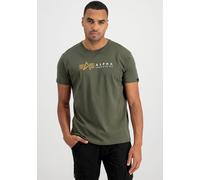 Kurzarmshirt ALPHA INDUSTRIES "Alpha Label T", Herren, Gr. XXL, grün (schwarz olive), Single Jersey, Obermaterial: 100% Baumwolle, bedruckt, regular fit normal, Rundhals, Shirts Kurzarmshirt (71256029