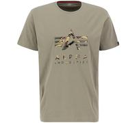 Kurzarmshirt ALPHA INDUSTRIES "Camo PP T", Herren, Gr. S, grün (olive), Single Jersey, Obermaterial: 100% Baumwolle, bedruckt, regular fit normal, Rundhals, Shirts Kurzarmshirt, Topseller (93485410-S)