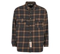 Kurzarmshirt ANOTHER COTTON LAB "Another Cotton Lab Another Flanell Shirt", Damen, Gr. L, braun, 100% Polyester, bedruckt, normal, amerikanischer Ausschnitt, Shirts (33006011-L) braun