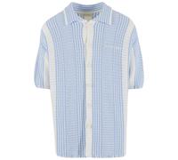 Kurzarmshirt ANOTHER COTTON LAB "Another Cotton Lab Oversized Mesh Knit Summer Shirt", Damen, Gr. S, blau, 100% Baumwolle, kariert, oversize, amerikanischer Ausschnitt, Shirts (24329216-S) blau