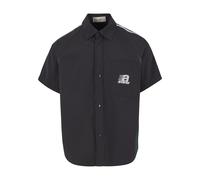 Kurzarmshirt ANOTHER COTTON LAB "Another Cotton Lab Sporty Short Sleeve Shirt", Damen, Gr. S, schwarz, 100% Polyester, bedruckt, oversize, amerikanischer Ausschnitt, Shirts (16888145-S) schwarz