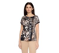Kurzarmshirt BETTY BARCLAY "Damen mit Ärmelaufschlag", Damen, Gr. 42, weiß, braun, Jersey, Obermaterial: 50% Baumwolle, 50% Modal, loose fit normal, U-Boot-Ausschnitt, Shirts (72524744-42) weiß, braun