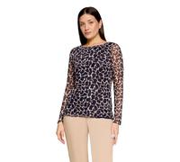 Kurzarmshirt BETTY BARCLAY "Damen mit Animalprint", Damen, Gr. 36, bunt (dunkelblau, braun), Obermaterial: 95% Polyester, 5% Elasthan. Futter: 95% Viskose, 5% Elasthan, figurbetont normal, U-Boot-Auss