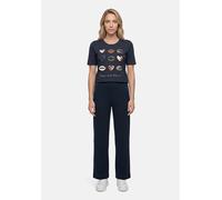 Kurzarmshirt BETTY BARCLAY "Damen mit Aufdruck", Damen, Gr. 36, blau (patch dunkelblau, braun), Jersey, Obermaterial: 95% Baumwolle, 05% Elasthan, tailliert normal, Rundhals, Shirts (11282901-36) patc