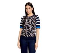 Kurzarmshirt BETTY BARCLAY "Damen mit Aufdruck", Damen, Gr. 36, bunt (braun, cream), Strick, Obermaterial: 80% Viskose, 20% Polyamid, figurumspielend normal, Rundhals, Shirts (61659219-36) braun, crea