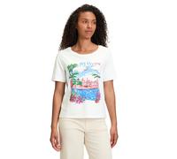 Kurzarmshirt BETTY BARCLAY "Damen mit Aufdruck", Damen, Gr. 36, patch weiß, varicolorot, Jersey, Obermaterial: 100% Baumwolle, gerade normal, Rundhals, Shirts, Glitzersteine (25681538-36) patch weiß,