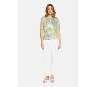 Kurzarmshirt BETTY BARCLAY "Damen mit Aufdruck", Damen, Gr. 42, beige, cream, Strick, Obermaterial: 80% Viskose, 20% Polyamid, gerade normal, Rundhals, Shirts (35033130-42) beige, cream