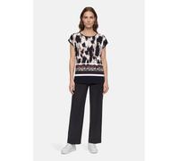 Kurzarmshirt BETTY BARCLAY "Damen mit Aufdruck", Damen, Gr. 42, bunt (schwarz, beige), Jersey, Obermaterial: 95% Viskose, 5% Elasthan, loose fit normal, U-Boot-Ausschnitt, Shirts (42461847-42) schwarz