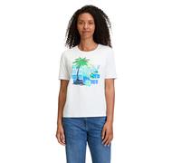 Kurzarmshirt BETTY BARCLAY "Damen mit Aufdruck", Damen, Gr. 42, weiß (patch weiß, blau), Jersey, Obermaterial: 95% Baumwolle, 5% Elasthan, tailliert normal, Rundhals, Shirts, Glitzersteine (83692667-4