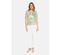 Kurzarmshirt BETTY BARCLAY "Damen mit Aufdruck", Damen, Gr. 46, beige, cream, Strick, Obermaterial: 80% Viskose, 20% Polyamid, gerade normal, Rundhals, Shirts (35033130-46) beige, cream