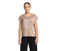 Kurzarmshirt BETTY BARCLAY "Damen mit Glanzeffekt", Damen, Gr. 46, beige, Jersey, Obermaterial: 95% Polyester, 5% Elasthan, festlich, loose fit normal, Rundhals, Shirts, Foliendruck (48180301-46) beig