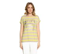 Kurzarmshirt BETTY BARCLAY "Damen mit Gummizug", Damen, Gr. 36, beige, gelb, Jersey, Obermaterial: 95% Viskose, 5% Elasthan, figurumspielend normal, U-Boot-Ausschnitt, Shirts (49931830-36) beige, gelb