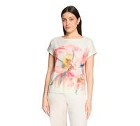 Kurzarmshirt BETTY BARCLAY "Damen mit Gummizug", Damen, Gr. 40, patch cream, rosé, Jersey, Obermaterial: 100% Polyester. Futter: 50% Baumwolle, 50% Modal, loose fit normal, U-Boot-Ausschnitt, Shirts (