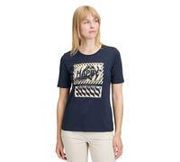 Kurzarmshirt BETTY BARCLAY "Damen mit Placement", Damen, Gr. 44, blau (patch dunkelblau, beige), Jersey, Obermaterial: 95% Baumwolle, 05% Elasthan, Basic, tailliert normal, Rundhals, Shirts (99624500-