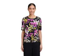 Kurzarmshirt BETTY BARCLAY "Damen mit Print", Damen, Gr. 40, schwarz (schwarz, khaki), Jersey, Obermaterial: 95% Viskose, 5% Elasthan., tailliert normal, Rundhals, Shirts, Rippbündchen (24398509-40) s