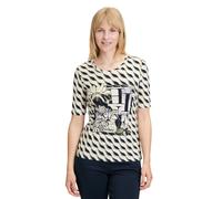 Kurzarmshirt BETTY BARCLAY "Damen mit Print", Damen, Gr. 48, beige (beige, dunkelblau), Jersey, Obermaterial: 95% Viskose, 5% Elasthan, tailliert normal, Rundhals, Shirts (35413737-48) beige, dunkelbl