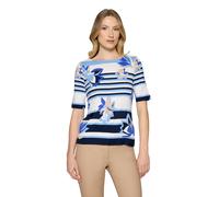 Kurzarmshirt BETTY BARCLAY "Damen mit Ringel", Damen, Gr. 44, bunt (blau, weiß), Jersey, Obermaterial: 95% Viskose, 5% Elasthan, Basic, tailliert normal, U-Boot-Ausschnitt, Shirts (48367542-44) blau,