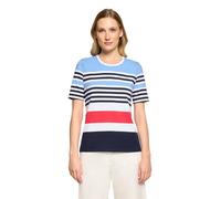 Kurzarmshirt BETTY BARCLAY "Damen mit Ringel", Damen, Gr. 48, bunt (blau, rot), Jersey, Obermaterial: 95% Baumwolle, 5% Elasthan, tailliert normal, Rundhals, Shirts (91519437-48) blau, rot