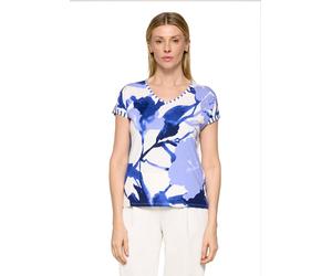 Kurzarmshirt BETTY BARCLAY "Damen mit Ringel", Damen, Gr. 48, weiß, blau, Jersey, Obermaterial: 95% Viskose, 5% Elasthan, loose fit normal, V-Ausschnitt, Shirts (71732945-48) weiß, blau