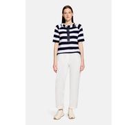 Kurzarmshirt BETTY BARCLAY "Damen mit Rippenstruktur", Damen, Gr. 38, dunkelblau, weiß, Jersey, Obermaterial: 72% Viskose, 24% Polyester, 4% Elasthan, loose fit normal, U-Boot-Ausschnitt, Shirts (4091