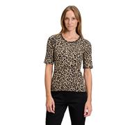 Kurzarmshirt BETTY BARCLAY "Damen mit Rippenstruktur", Damen, Gr. 38, schwarz (khaki, schwarz), Rippware, Obermaterial: 95% Baumwolle, 5% Elasthan, tailliert normal, Rundhals, Shirts (38747923-38) kha