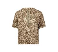 Kurzarmshirt BETTY BARCLAY "Damen mit Rippenstruktur", Damen, Gr. 42, beige, khaki, Obermaterial: 73% Viskose, 23% Polyester, 4% Elasthan, gerade normal, Shirts (69862657-42) beige, khaki