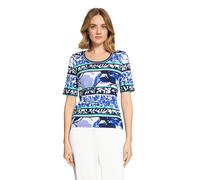 Kurzarmshirt BETTY BARCLAY "Damen mit Rippenstruktur", Damen, Gr. 48, bunt (blau, grün), Rippware, Obermaterial: 95% Baumwolle, 5% Elasthan, tailliert normal, Rundhals, Shirts (92925248-48) blau, grün