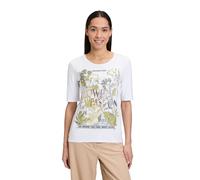 Kurzarmshirt BETTY BARCLAY "Damen mit Rundhalsausschnitt", Damen, Gr. 48, grün (weiß, khaki), Jersey, Obermaterial: 95% Viskose, 5% Elasthan, tailliert normal, Rundhals, Shirts, Druck (29235367-48) we