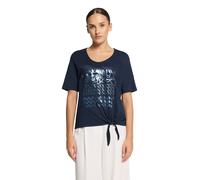 Kurzarmshirt BETTY BARCLAY "Damen mit Schleifenknoten", Damen, Gr. 36, blau (patch dunkelblau, dunkelblau), Jersey, Obermaterial: 50% Baumwolle, 50% Modal, figurumspielend normal, V-Ausschnitt, Shirts