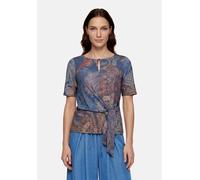 Kurzarmshirt BETTY BARCLAY "Damen mit Schleifenknoten", Damen, Gr. 40, blau (blau, rot), Jersey, Obermaterial: 94% Polyester, 6% Elasthan, figurbetont normal, U-Boot-Ausschnitt, Shirts (81994947-40) b
