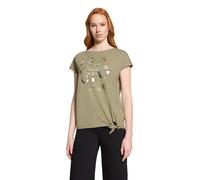 Kurzarmshirt BETTY BARCLAY "Damen mit Schleifenknoten", Damen, Gr. 44, soft olive, Jersey, Obermaterial: 62% Viskose, 21% Polyester, 12% Polyester, 5% Elasthan, loose fit normal, U-Boot-Ausschnitt, Sh