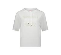 Kurzarmshirt BETTY BARCLAY "Damen mit Stehkragen", Damen, Gr. 38, weiß (rohweiß), Sweatware, Obermaterial: 54% Viskose, 40% Polyester, 6% Elasthan, gerade normal, Shirts (37270254-38) rohweiß