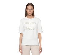 Kurzarmshirt BETTY BARCLAY "Damen mit Stehkragen", Damen, Gr. 42, weiß (rohweiß), Sweatware, Obermaterial: 54% Viskose, 40% Polyester, 6% Elasthan, gerade normal, Shirts (37270254-42) rohweiß