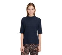 Kurzarmshirt BETTY BARCLAY "Damen mit Stehkragen", Damen, Gr. 46, blau (dunkelblau), Obermaterial: 60% Baumwolle, 30% Polyamid, 10% Elasthan, figurumspielend normal, Shirts (89715143-46) dunkelblau