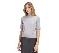 Kurzarmshirt BETTY BARCLAY "Damen mit Stehkragen", Damen, Gr. 48, silber (light silber melange), Strick, Obermaterial: 50% Viskose, 27% Polyamid, 23% Polyester, figurumspielend normal, Shirts (9008582