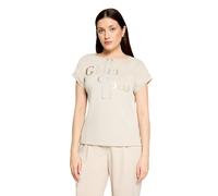Kurzarmshirt BETTY BARCLAY "Damen mit Strass", Damen, Gr. 46, grau beige, Sweatware, Obermaterial: 55% Viskose, 39% Polyester, 6% Elasthan, loose fit normal, U-Boot-Ausschnitt, Shirts (88879918-46) gr