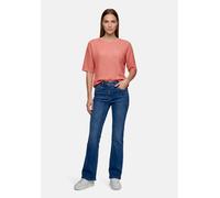 Kurzarmshirt BETTY BARCLAY "Damen mit Struktur", Damen, Gr. 42, braun (light mahogany), Sweatware, Obermaterial: 91% Baumwolle, 3% Polyester, 3% Polyester, 3% Elasthan, loose fit normal, U-Boot-Aussch