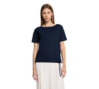 Kurzarmshirt BETTY BARCLAY "Damen mit Tunnelzug", Damen, Gr. 38, blau (dunkelblau), Jersey, Obermaterial: 75% Polyester, 22% Viskose, 3% Elasthan, figurumspielend normal, U-Boot-Ausschnitt, Shirts (66