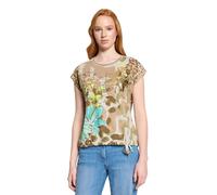 Kurzarmshirt BETTY BARCLAY "Damen mit Tunnelzug", Damen, Gr. 44, beige, gelb, Jersey, Obermaterial: 50% Baumwolle, 50% Modal, figurumspielend normal, Rundhals, Shirts (14805906-44) beige, gelb