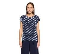 Kurzarmshirt BETTY BARCLAY "Damen mit Tunnelzug", Damen, Gr. 44, dunkelblau, weiß, Jersey, Obermaterial: 95% Viskose, 5% Elasthan, figurumspielend normal, Rundhals, Shirts (67027541-44) dunkelblau, we