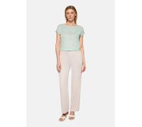 Kurzarmshirt BETTY BARCLAY "Damen mit Tunnelzug", Damen, Gr. 46, grün (blaugrün), Jersey, Obermaterial: 65% Polyester, 35% Baumwolle, figurumspielend normal, V-Ausschnitt, Shirts (88470261-46) blaugrü
