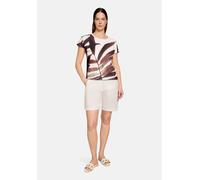 Kurzarmshirt BETTY BARCLAY "Damen mit U-Boot-Ausschnitt", Damen, Gr. 38, weiß, braun, Jersey, Obermaterial: 98% Polyester, 2% Elasthan, loose fit normal, U-Boot-Ausschnitt, Shirts (83602510-38) weiß, 