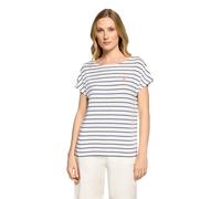 Kurzarmshirt BETTY BARCLAY "Damen mit U-Boot-Ausschnitt", Damen, Gr. 40, weiß, blau, Jersey, Obermaterial: 95% Viskose, 5% Elasthan, loose fit normal, U-Boot-Ausschnitt, Shirts (90151700-40) weiß, bla