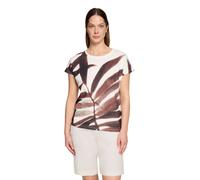 Kurzarmshirt BETTY BARCLAY "Damen mit U-Boot-Ausschnitt", Damen, Gr. 42, weiß, braun, Jersey, Obermaterial: 98% Polyester, 2% Elasthan, loose fit normal, U-Boot-Ausschnitt, Shirts (83602510-42) weiß,