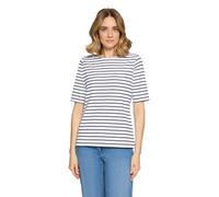 Kurzarmshirt BETTY BARCLAY "Damen mit U-Boot-Ausschnitt", Damen, Gr. 42, weiß (weiß, dunkelblau), Jersey, Obermaterial: 95% Baumwolle, 5% Elasthan, tailliert normal, U-Boot-Ausschnitt, Shirts (7496825