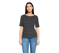 Kurzarmshirt BETTY BARCLAY "Damen mit U-Boot-Ausschnitt", Damen, Gr. 44, schwarz, weiß, Jersey, Obermaterial: 95% Baumwolle, 5% Elasthan, tailliert normal, U-Boot-Ausschnitt, Shirts (35623556-44) schw